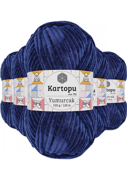 5 Adet Yumurcak Kadife El Örgü Ipi Lacivert K635