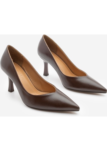Kadın Stiletto Sivri Burun Ahşap Desen Ökçe Topuklu Ayakkabı Arset indirimleri
