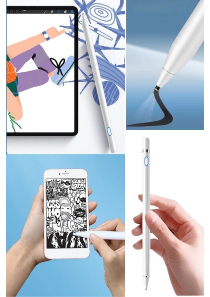 Evrensel Tablet ve Dokunmatik Telefonlarla Uyumlu Hassas Çizim ve Tasarım Kalemi