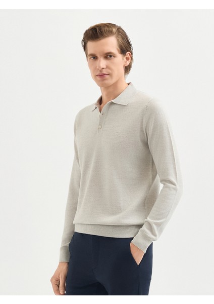 Erkek Regular Fıt Triko Kazak-Açık Gri Melanj fiyatları