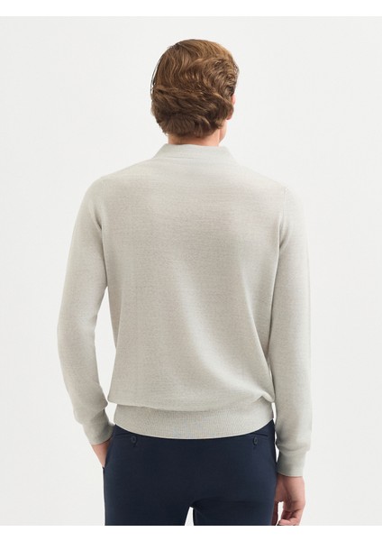 Erkek Regular Fıt Triko Kazak-Açık Gri Melanj fırsatları