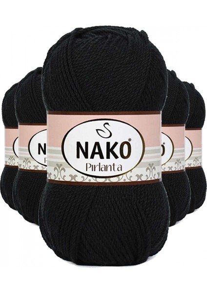 5 Adet Pırlanta Amigurumi El Örgü Ipi Yünü Siyah 217
