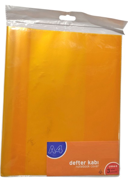 A4 Boyunda Şeffaf Hazır Defter Kabı Turuncu - 3 Adet