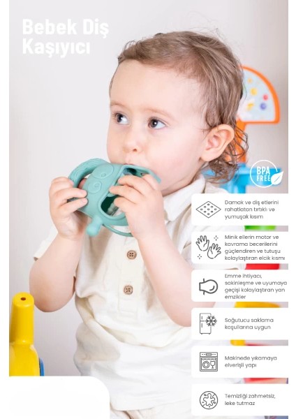 Koyu Yeşil Bebek Silikon Diş Kaşıyıcı fiyatları