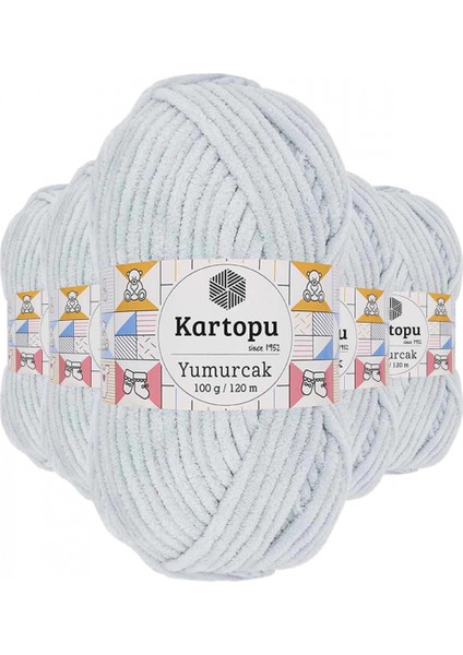 5 Adet Yumurcak Kadife El Örgü Ipi Açık Gri K919