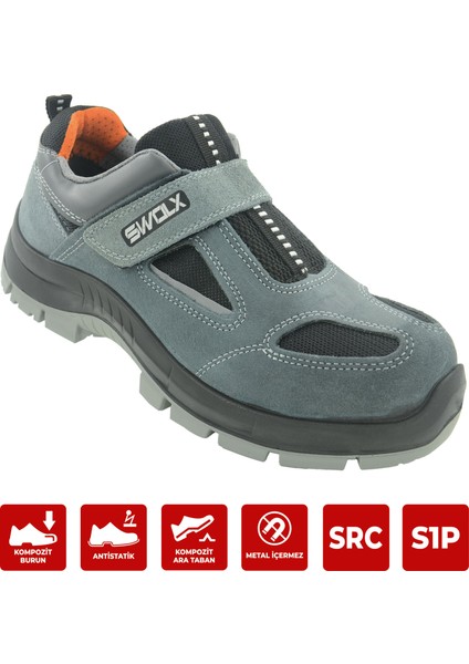 Clas-X 12 Gri Süet Kaplama Kompozit Burunlu Suya Dayanıklı Iş Ayakkabısı S1P 39 Numara
