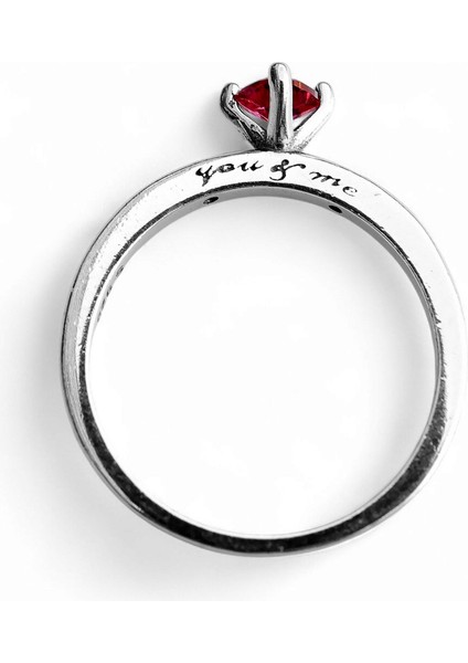 925 Ayar Gümüş Kırmızı Taşlı Kalp Sen ve Ben Yüzük Işıklı Kutuda indirimleri