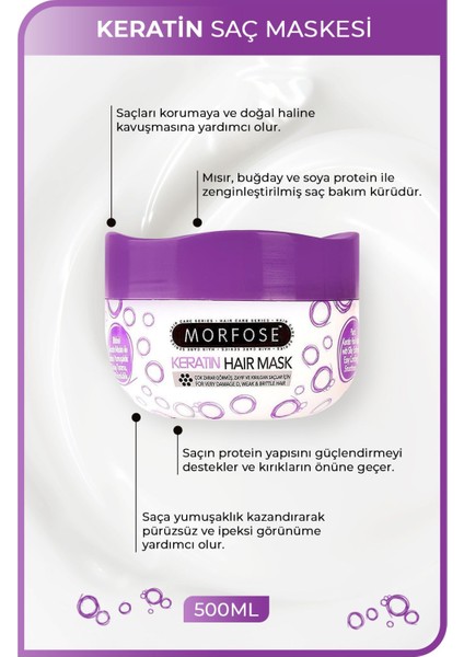 Morfose Keratin Içerikli Saç Maskesi Çok Zarar Görmüş Zayıf ve Kırılgan Saçlar Için 500ML fiyatları