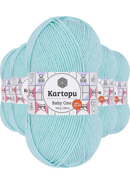 5 Adet Baby One Tüylenmeyen El Örgü Ipi Yünü Bebe Mavi K578