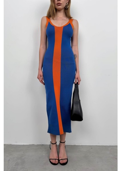 Çift Renk Yırtmaç Detay Elbise fiyatları