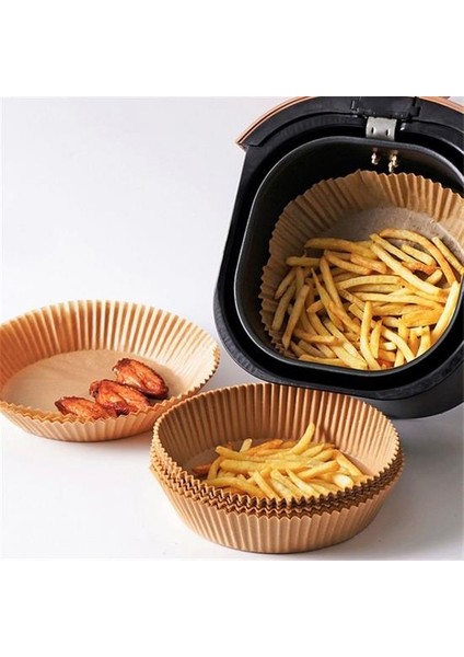 100 Adet Air Fryer Pişirme Kağıdı Tek Kullanımlık Yağlı Kağıdı Yuvarlak Tabak Model (5286) fırsatları
