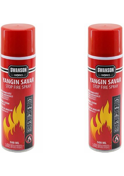 2 Adet Yangın Söndürücü - Yangın Savar Sprey 500ML + 500 ml Ev - Ofis - Oto Araç Ateş Boğucu Köpük Tabaka Oluşturur (5286)