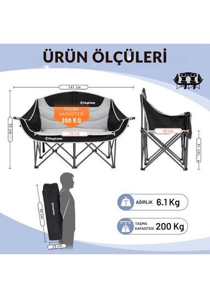 Canna C20 Loveseat Double Çift Kişilik Katlanır Kamp Sandalyesi B.grey fiyatları