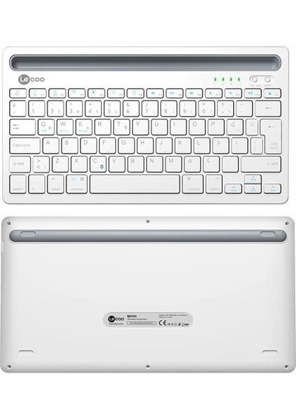 Lenovo Lecoo BK100 Bluetooth V3.0 Çoklu Cihaz Uyumlu Şarj Edilebilir Kablosuz Beyaz Türkçe Q Klavye fırsatları