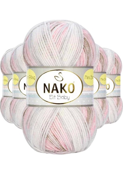 5 Adet Mini Batik Bebe El Örgü Ipi Kahveli Pembe 32463