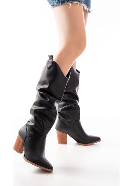 LS-1884 Siyah Günlük Kadın Çizme