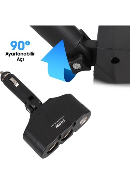 Olesson 1652 12-24V Çift USB Girişli 100W 2'li Araç Çakmak Çoklayıcı indirimleri
