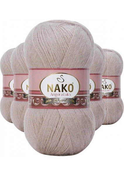 5 Adet Angora Lüks El Örgü Ipi Pembeli Gri 3079