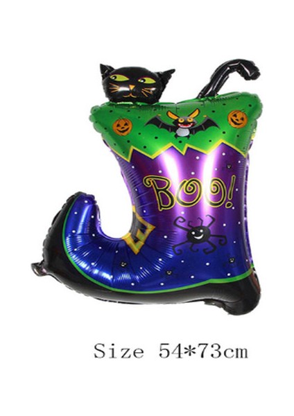 Halloween Çizmeli Kara Kedi Folyo Bn