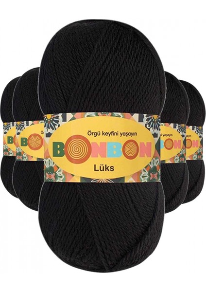 5 Adet Lüks Patik Ipi Yünü Siyah 98206