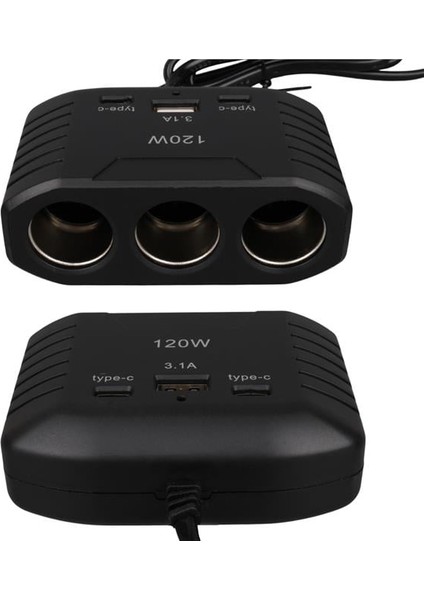 Olesson 2012 12-24V Çift Type-C - Tek USB Girişli 120W 80CM Kablolu 3'lü Araç Çakmak Çoklayıcı fırsatları