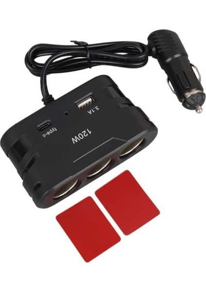 Olesson 2013 12-24V Type-C + USB Girişli 120W 80 cm Kablolu 3'lü Araç Çakmak Çoklayıcı indirimleri