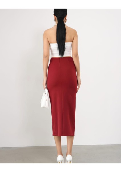Kadın Yırtmaç Detaylı Midi Boy Kalem Etek indirimleri
