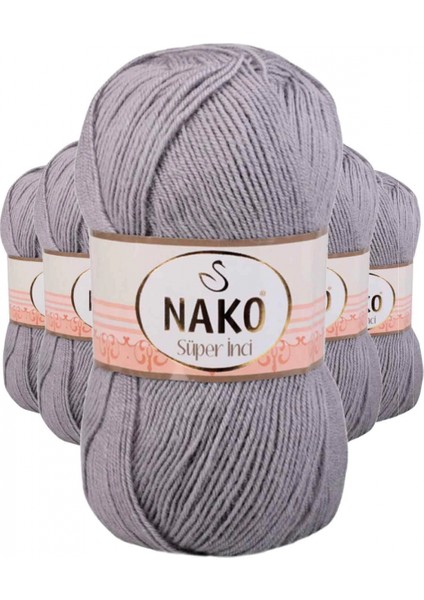 5 Adet Süper Inci El Örgü Ipi 100 gr Gri 11538