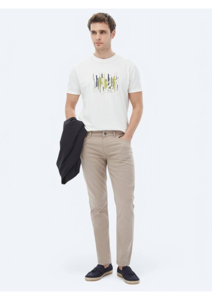 Vizon Dokuma Slim Fit Casual Pamuk Karışımlı Pantolon