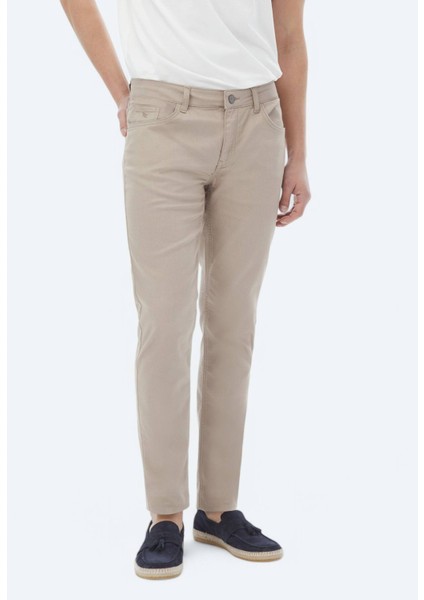 Vizon Dokuma Slim Fit Casual Pamuk Karışımlı Pantolon