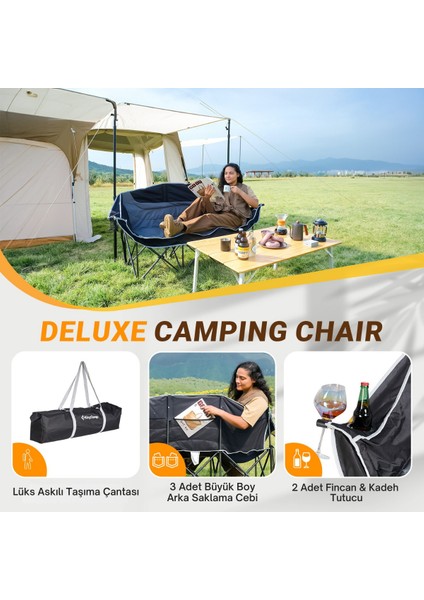 Canna Ultra Konforlu Üç Kişilik Katlanır Kamp Sandalyesi B.grey fırsatları