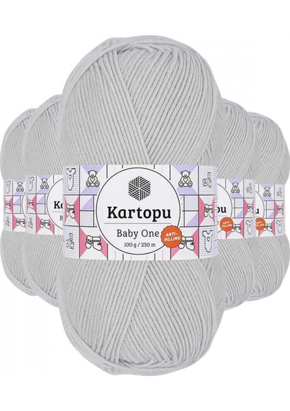 5 Adet Baby One Tüylenmeyen El Örgü Ipi Yünü Alaska Gri K992