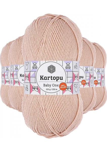 5 Adet Baby One Tüylenmeyen El Örgü Ipi Yünü Pudra K1873