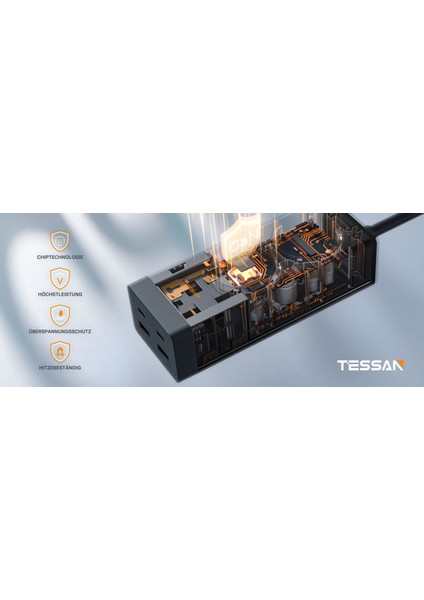 30W Gan Çoklu Priz – Usb-C & Usb-A Hızlı Şarj – 2 Ac Prizli Akım Korumalı Uzatma Kablosu (2m) fırsatları