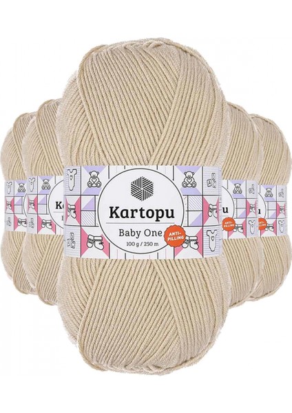 5 Adet Baby One Tüylenmeyen El Örgü Ipi Yünü Taş K855