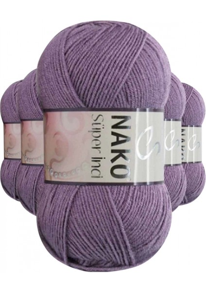 5 Adet Süper Inci El Örgü Ipi 100 gr Açık Mürdüm 6684