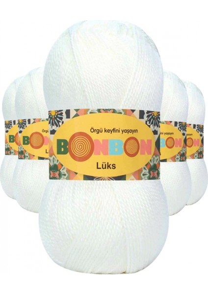 5 Adet Lüks Patik Ipi Yünü Beyaz 98200