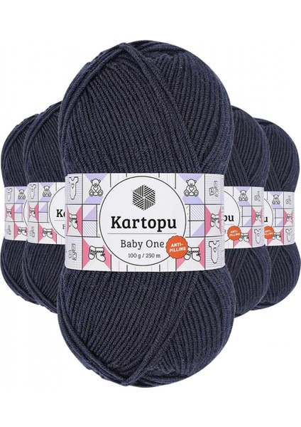 5 Adet Baby One Tüylenmeyen El Örgü Ipi Yünü Lacivert K633