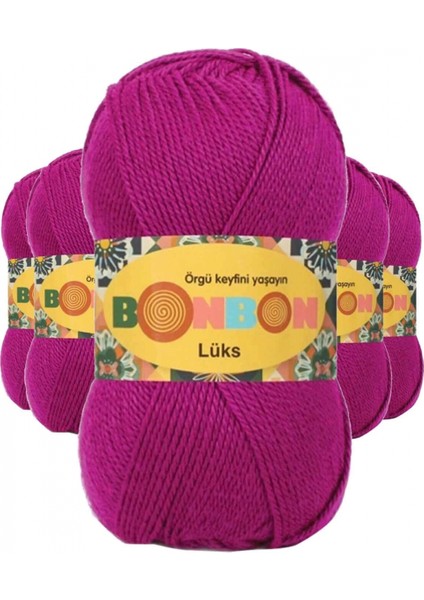 5 Adet Lüks Patik Ipi Yünü Fuşya 98403