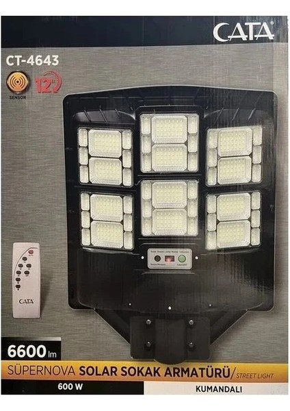 Supernova Solar Aydınlatma Cata CT-4643 12 Saat Yanma, Uzaktan Kumanda, Sensörlü indirimleri