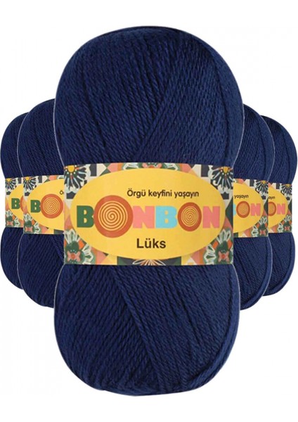 5 Adet Lüks Patik Ipi Yünü Lacivert 98244