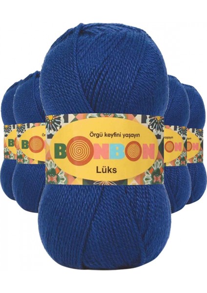 5 Adet Lüks Patik Ipi Yünü Saks Mavi 98488