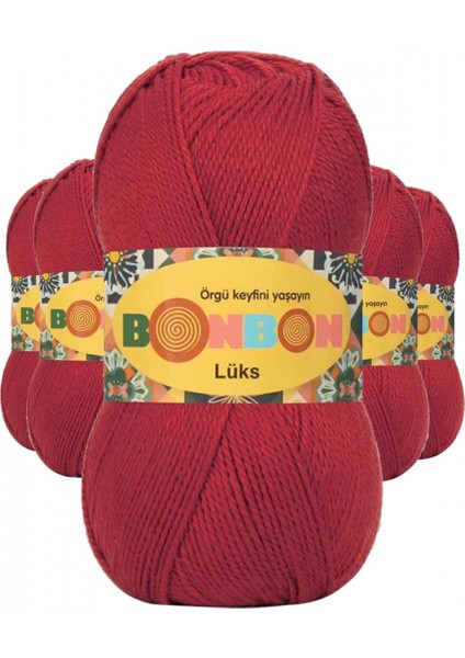 5 Adet Lüks Patik Ipi Yünü Koyu Kırmızı 98676