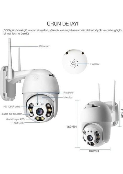 Buffer® 20 Mp Hd Lens Iç Dış Mekan Suya Danıklı Ip Wifi Network Güvenlik Kamerası Wifi Kamera