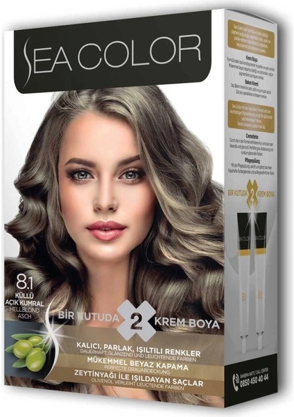 2 Tüp Krem Saç Boyası Seti Küllü Açık Kumral No:8.1