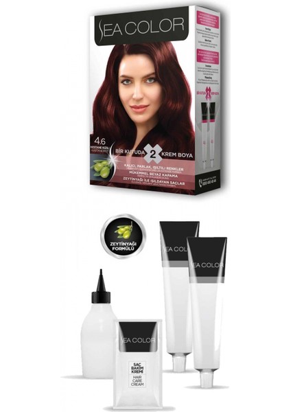 2x2 Tüp Krem Saç Boyası Seti Kestane Kızılı No:4.6 fiyatları