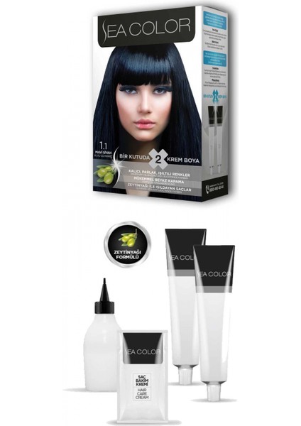 2x2 Tüp Krem Saç Boyası Seti Mavi Siyah No:1.1 fiyatları
