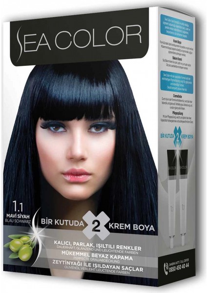 2x2 Tüp Krem Saç Boyası Seti Mavi Siyah No:1.1 modelleri