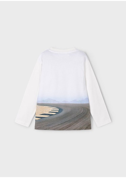 4-10 Yaş Erkek Çocuk Motosiklet Yarışı Baskılı Bisiklet Yaka Uzun Kollu T-Shirt | %100 Pamuk indirimleri