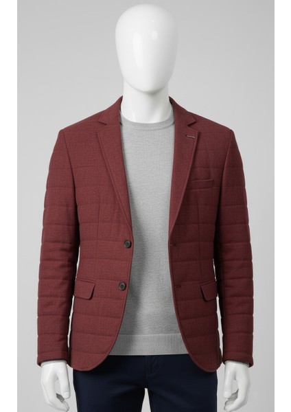 Bordo Erkek Mevsimlik Ince Dolgulu Ceket Mont